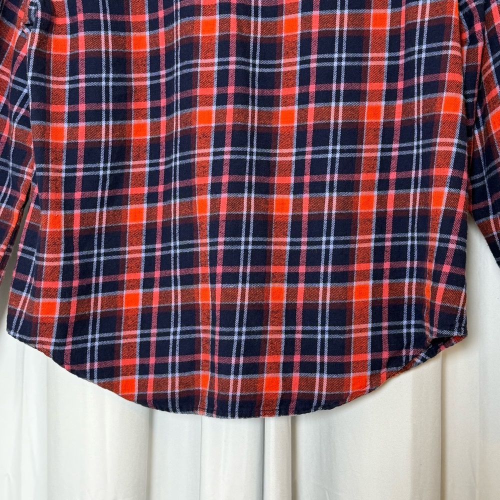 Pact Organic Cotton Plaid Flannel Shirt Womens Medium Blue Red - Picture 10 of 13